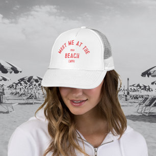 Gorra De Camionero Rojo Encuentrame En La Playa Personalizado