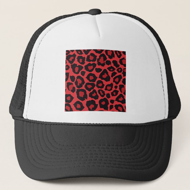 Gorra De Camionero Rojo rojo de la impresión del leopardo rocoso de R (Anverso)
