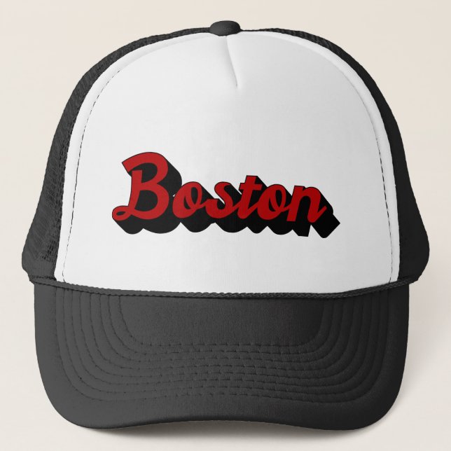 Gorra De Camionero Rojo y negro de Boston (Anverso)