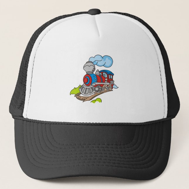 Gorra De Camionero Rojo y tren azul (Anverso)