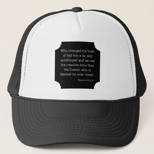 Gorra De Camionero Romanos 1:25 Biblia Verse Cita KJV (Anverso)