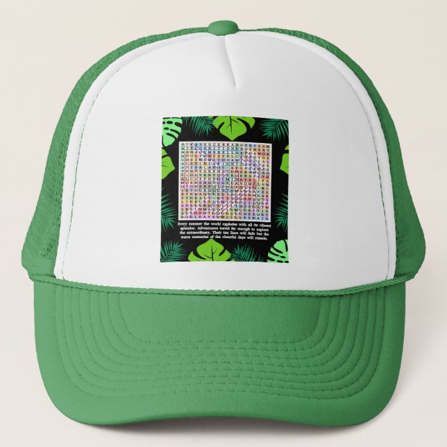 Gorra De Camionero Rompecabezas de búsqueda de palabras de verano (Anverso)