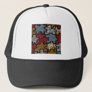 Gorra De Camionero Rompecabezas de estampado animal Rockabilly RAB