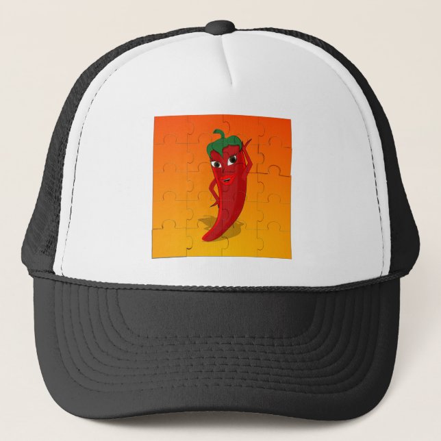 Gorra De Camionero Rompecabezas de la diva del pepino rojo (Anverso)