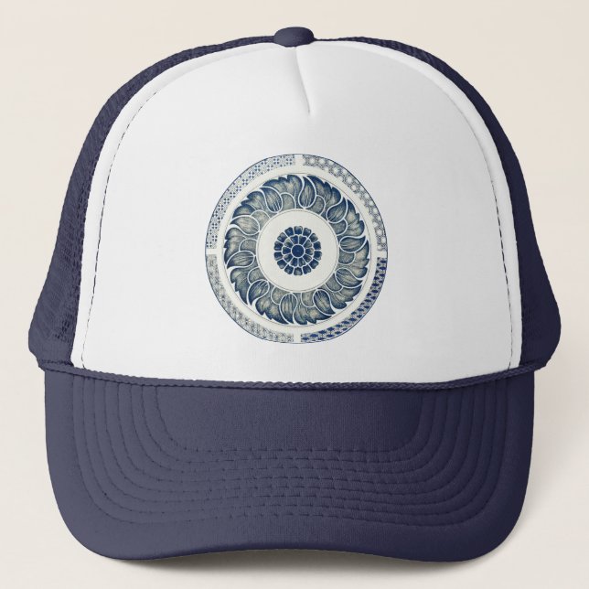 Gorra De Camionero Ronda azul blanca floral china (Anverso)