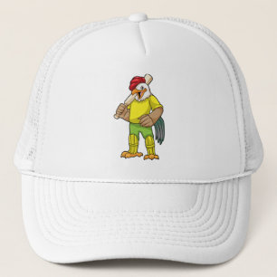 Gorra De Camionero Rooster como bateador con bate de críquet