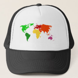 Gorra De Camionero Ropa multicolora del esquema del mapa del mundo