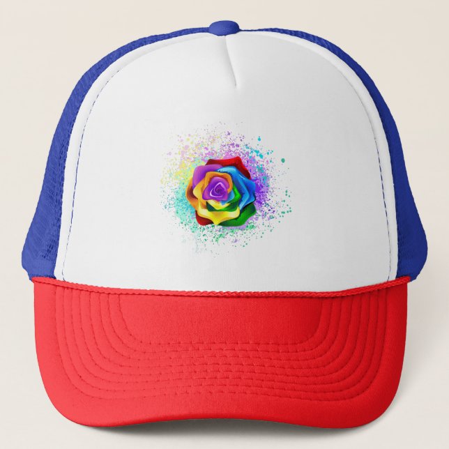 Gorra De Camionero Rosa arcoiris colorido (Anverso)
