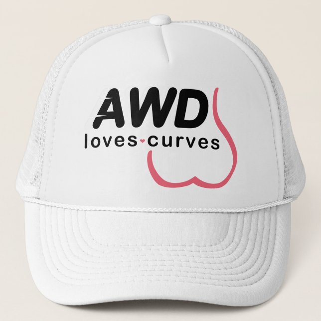 Gorra De Camionero Rosa AWD de las curvas de los amores (Anverso)