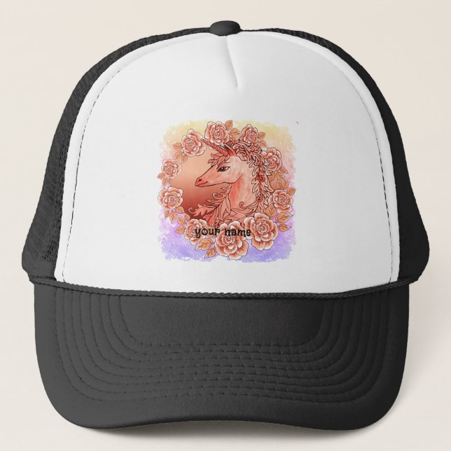 Gorra De Camionero Rosa de época Unicorn (Anverso)