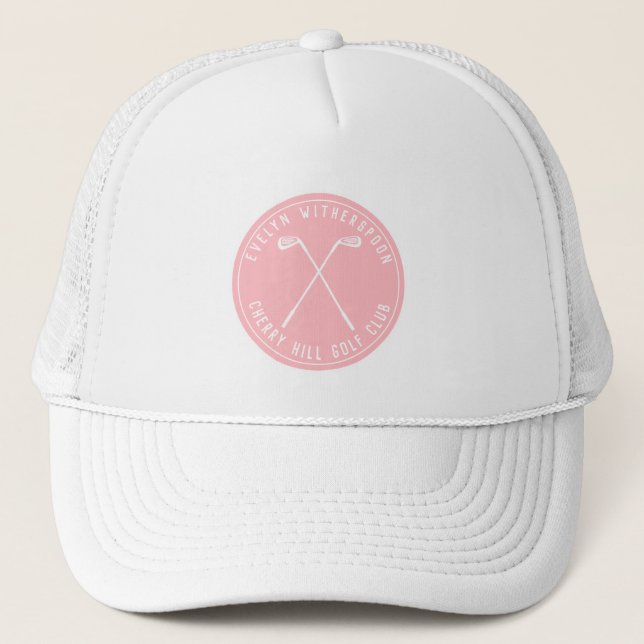 Gorra De Camionero Rosa de golf personalizado (Anverso)
