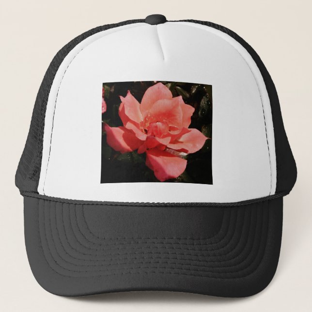 Gorra De Camionero rosa de melocotón y gotas de lavado (Anverso)