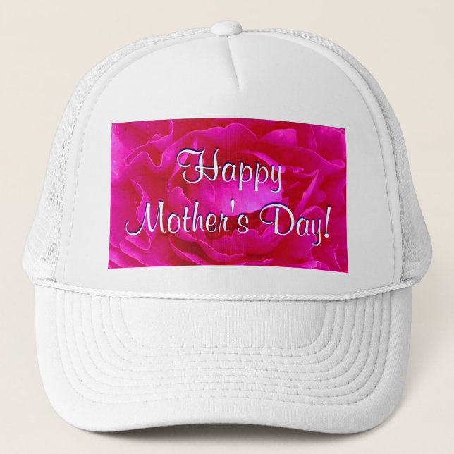 Gorra De Camionero Rosa feliz del día de madre subió (Anverso)