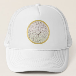 Gorra De Camionero Rosa Geométrica de Oro Patrón de Corazón AMOR