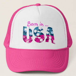 Gorra De Camionero Rosa llevado en el casquillo de la bandera de los