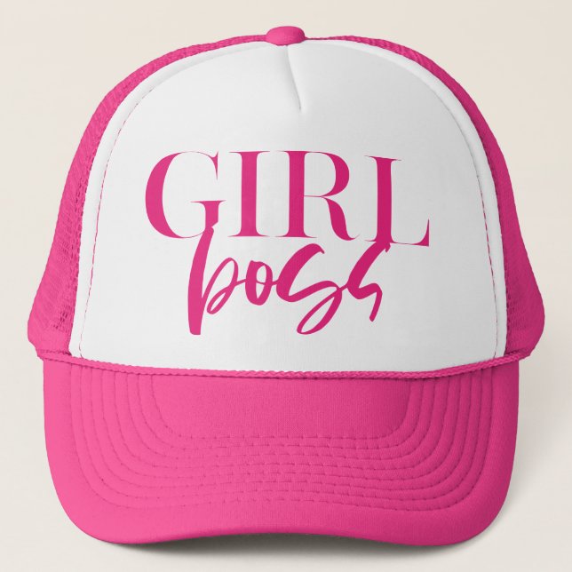 Gorra De Camionero Rosa Premium| Jefe Chica| Ultra moderno (Anverso)