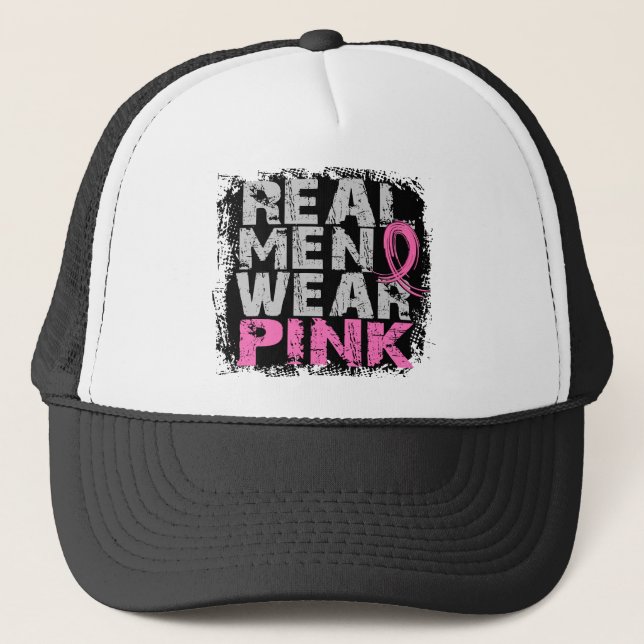 Gorra De Camionero Rosa real del desgaste de hombres del cáncer de (Anverso)