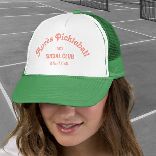 Gorra De Camionero Rosa Retro Après Pickle Ball Social Club Verde