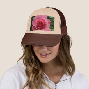 Gorra De Camionero Rosa rosa audaz pura impresa en marrón y bronceado