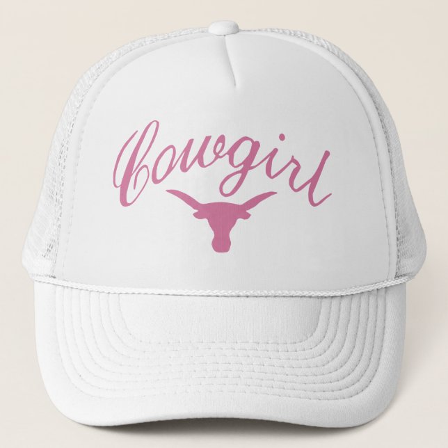 Gorra De Camionero Rosa y blanco de la vaquera (Anverso)