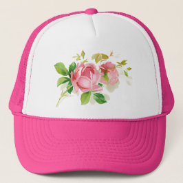 Gorra De Camionero Rosas de cosecha rosa
