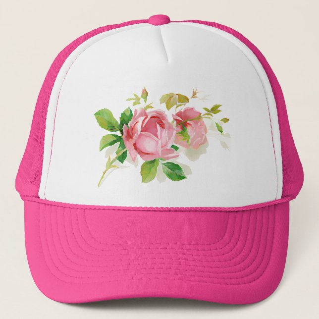 Gorra De Camionero Rosas de cosecha rosa (Anverso)