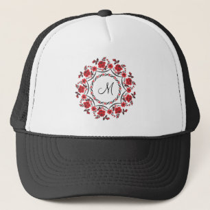 Gorra De Camionero Rosas que llaman Monograma personalizado inicial