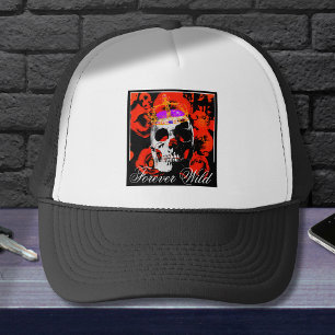 Gorra De Camionero Rosas rojas de cráneo gótico
