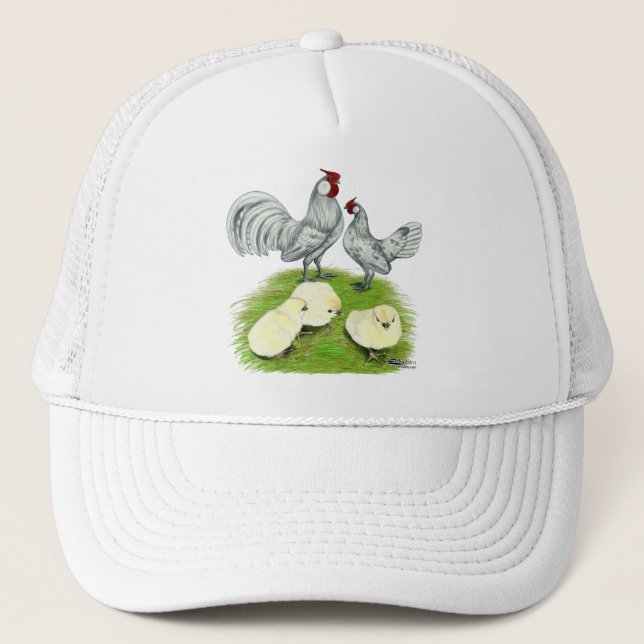 Gorra De Camionero Rosecomb Bantams y Chicks (Anverso)