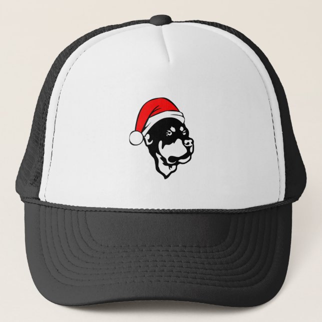 Gorra De Camionero Rottweiler Dog con Navidades rojos Santa Hat (Anverso)