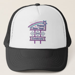 Gorra De Camionero Rótulo de Año Nuevo Retro Feliz - Celebrar Marquee