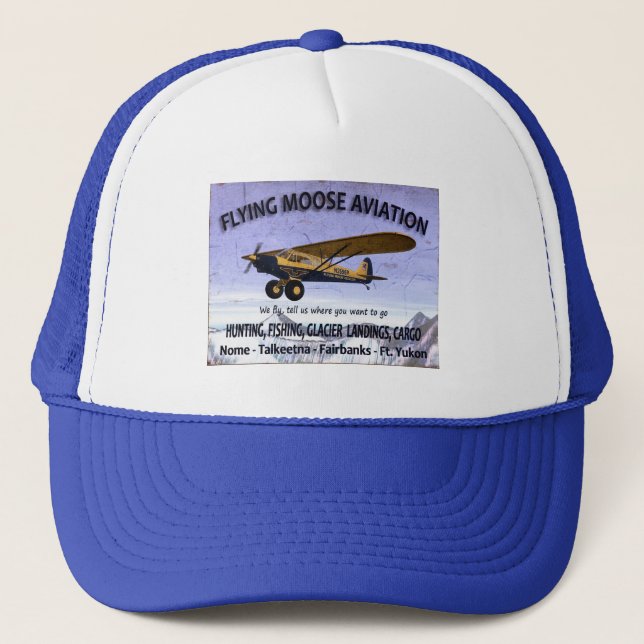 Gorra De Camionero Rótulo de Aviación Vintage Flying Moose (Anverso)
