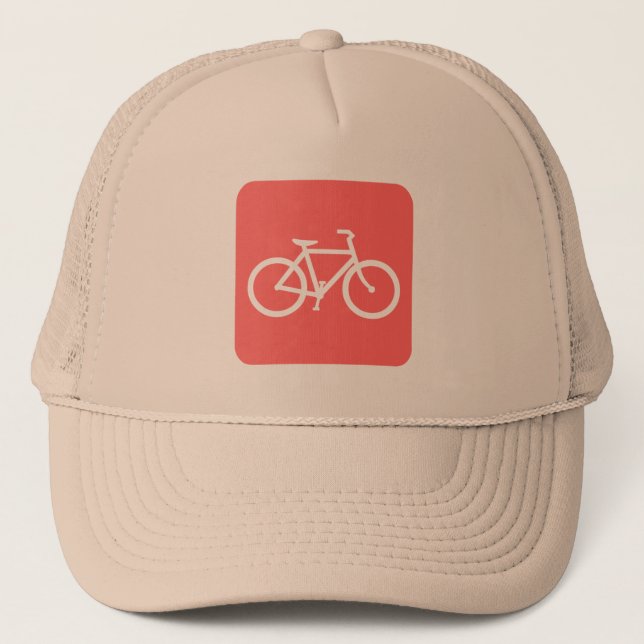 Gorra De Camionero Rótulo de bicicleta - Rosa tropical (Anverso)