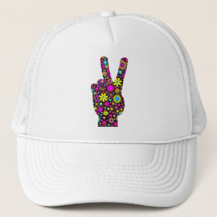 Gorra De Camionero Rótulo DE MANO DE PAZ FLORAL