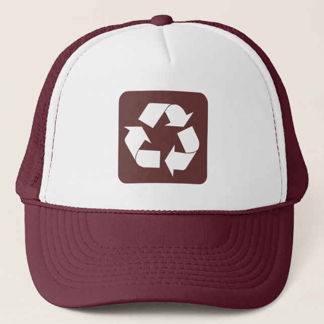 Gorra De Camionero Rótulo de reciclaje - Marrón oscuro (Anverso)