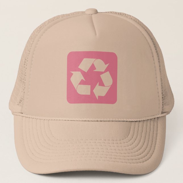 Gorra De Camionero Rótulo de reciclaje - Rosa (Anverso)