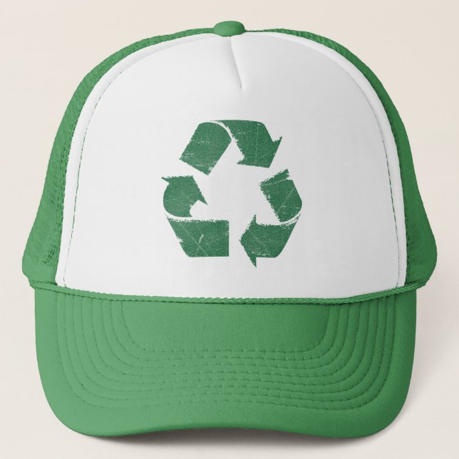 Gorra De Camionero Rótulo de reciclaje verde vintage (Anverso)