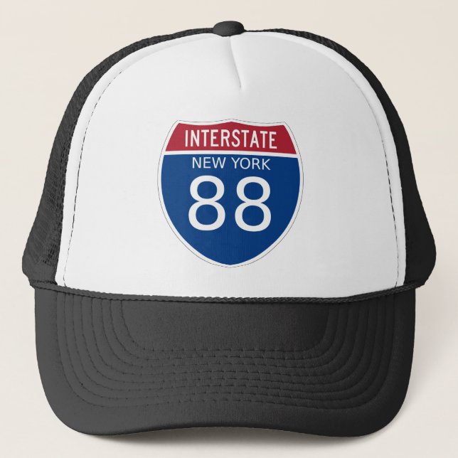 Gorra De Camionero Rótulo Interestatal de Nueva York (Anverso)