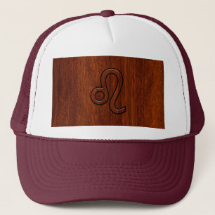 Gorra De Camionero Rótulo Leo Zodiac al estilo de madera de Mahogany 