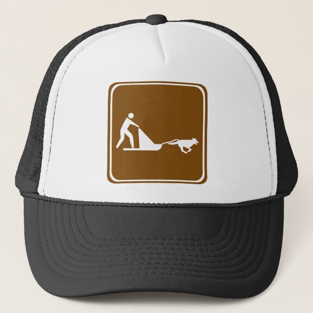 Gorra De Camionero Rótulo sledding de la carretera del perro (Anverso)
