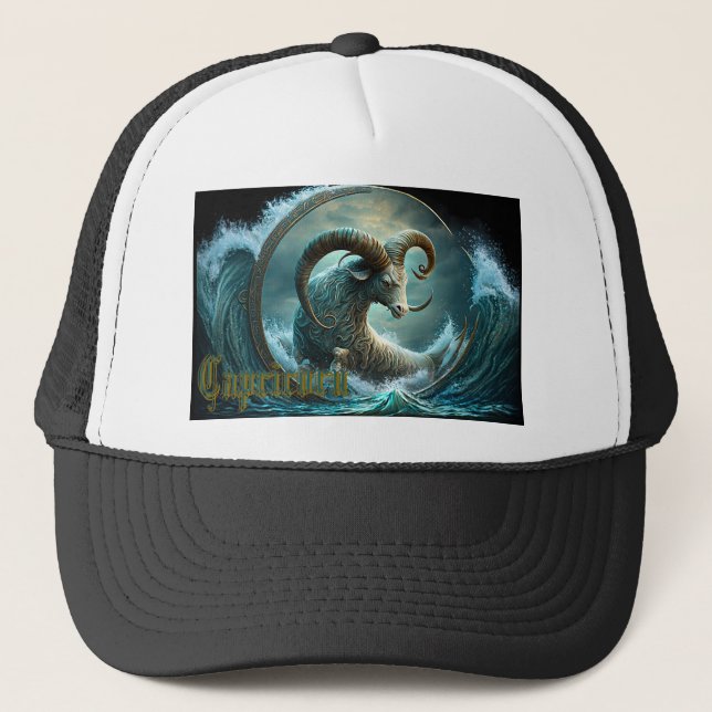 Gorra De Camionero Rótulo Zodiac de Capricornio (Anverso)