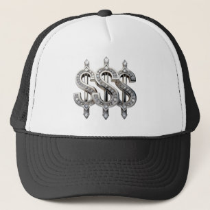 Gorra De Camionero Rótulos en dólares plateados goteando con hielo