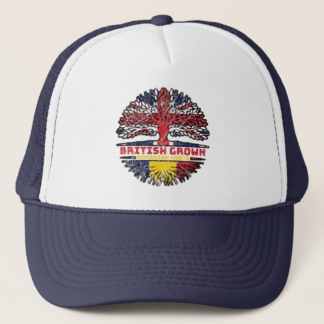 Gorra De Camionero Rumanía Rumano Reino Unido Árbol británico (Anverso)