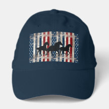 Running Horses RusticAmerican Flag Cap