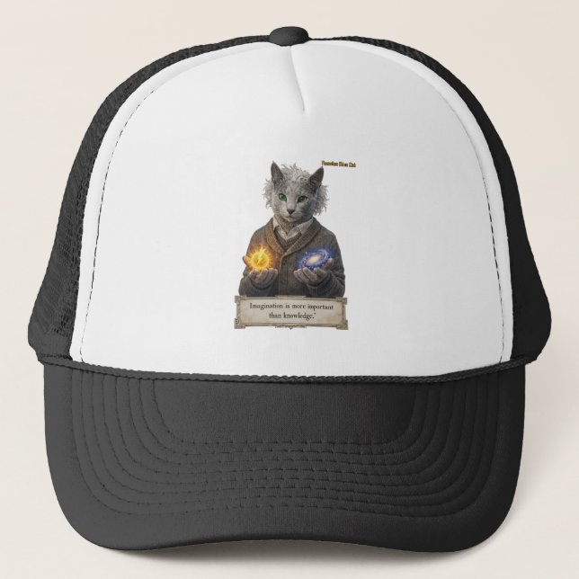 Gorra De Camionero Russian Blue Einstein Cat - Imagination (Anverso)