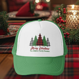 Gorra De Camionero Rústico Red Plaid Merry Christmas Treys Personaliz