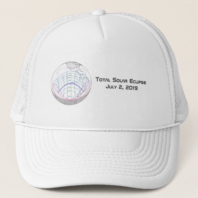 Gorra De Camionero Ruta mundial total del eclipse solar 2019 (Anverso)