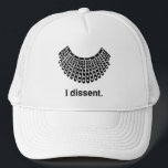 Gorra De Camionero Ruth Bader Ginsburg, yo discrepo del collar RBG<br><div class="desc">Representar a la tristemente célebre RBG con un collar distintivo de Ruth Bader Ginsburg y un sombrero de camionero de citas de "yo disentimiento". Collar es dibujado a mano para añadir un poco de capricho a tu progreso en derechos humanos.</div>