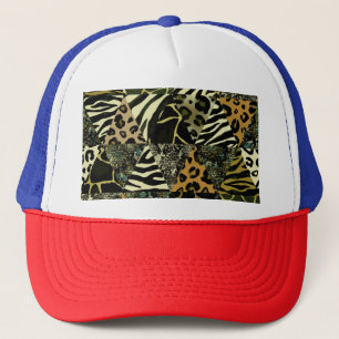 Gorra De Camionero Safari de mosaico: Impresión animal acuática.