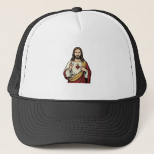 Gorra De Camionero Sagrado Corazón Jesús Grabado Vintage Arte Vectori